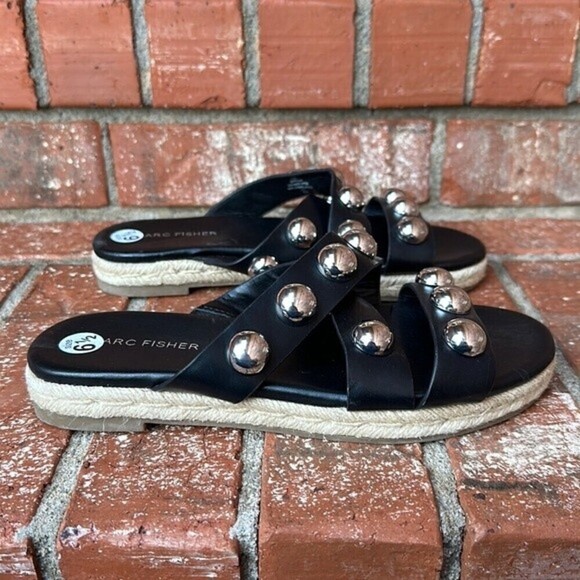 Marc Fisher Shoes - Marc Fisher Black Prisca Espadrille Slide Sandal Women's Size 6.5